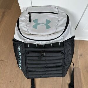 Under Armour Undeniable 3.0 Backpack Gray / Black Teal Logo Athletic Sports Bag